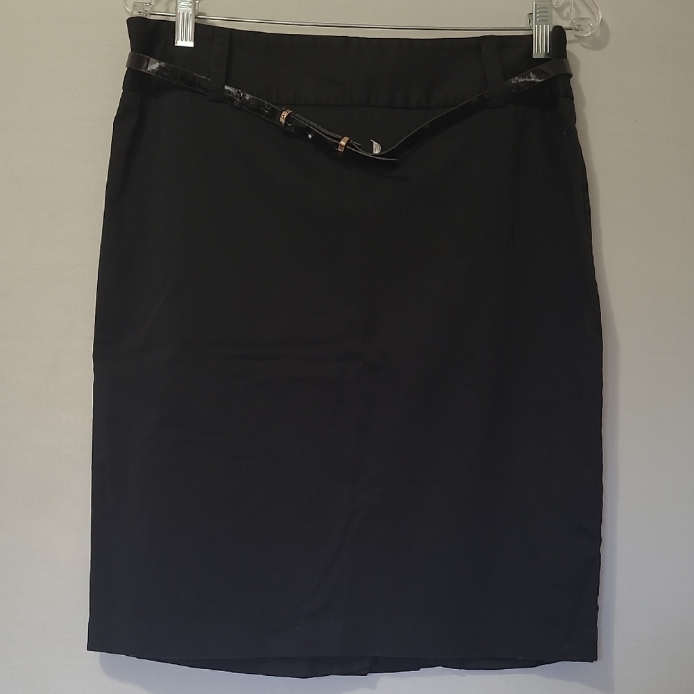 ALYX BLACK BASIC SKIRT WITH BELT 97% COTTON W/LINING BACK ZIP SIZE 10